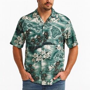 Vintage Ky’s International Made in Hawaii Tropical Men's Button Down Shirt Large